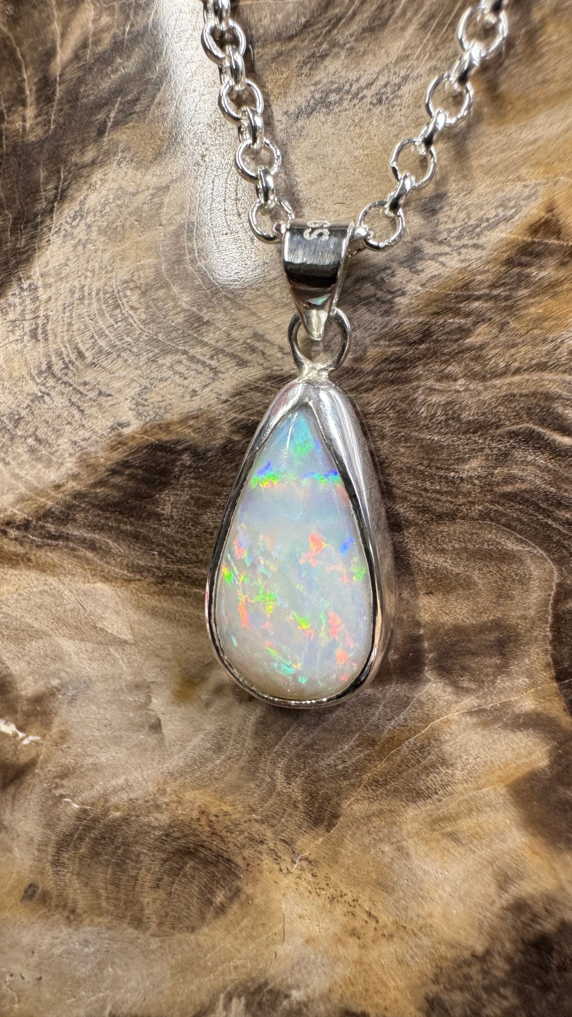 Rainfall Over Kakadu ~ 3.6ct Solid Lightning Ridge Opal 925 Sterling Silver Pendant Necklace