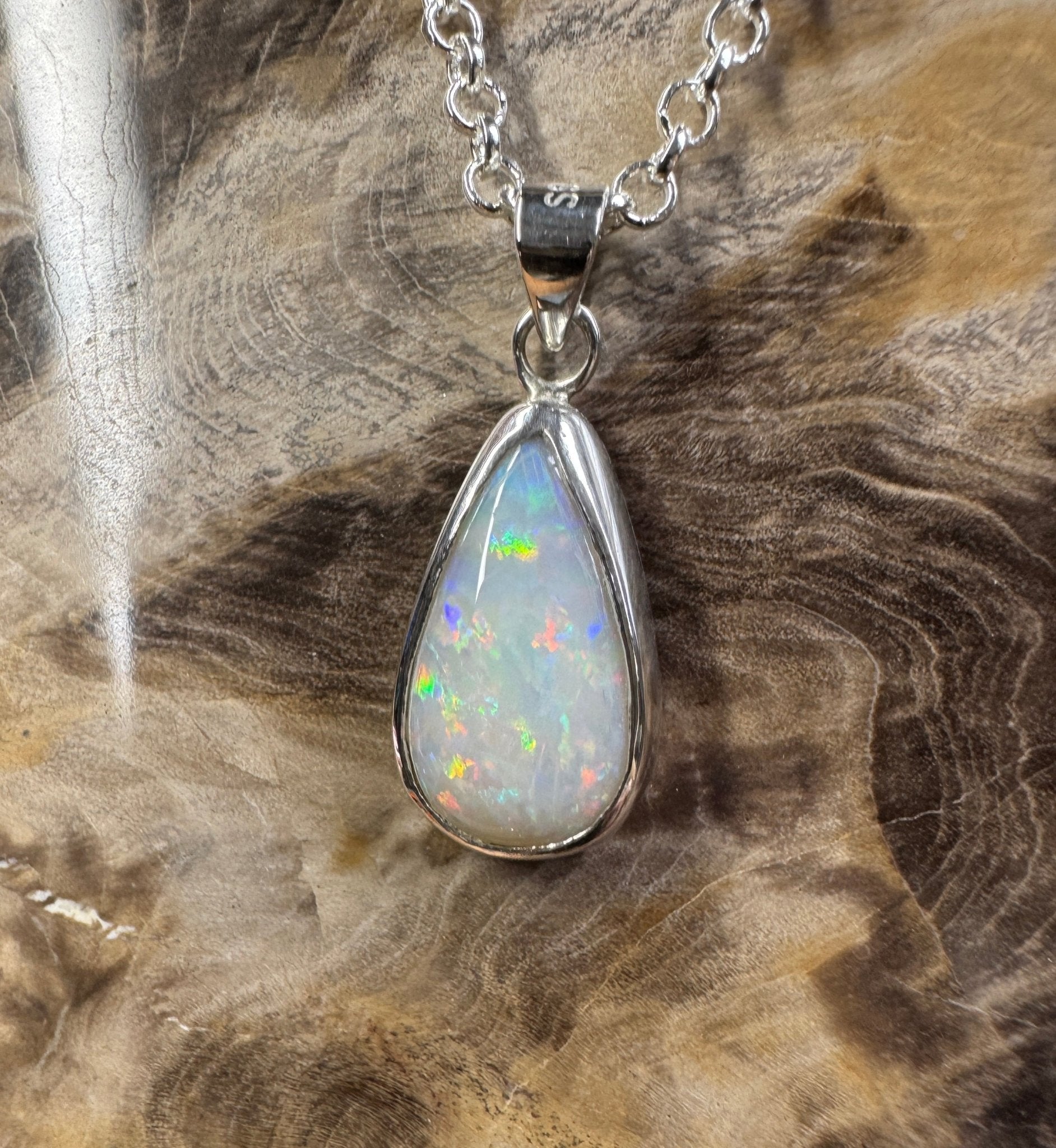 Rainfall Over Kakadu ~ 3.6ct Solid Lightning Ridge Opal 925 Sterling Silver Pendant Necklace