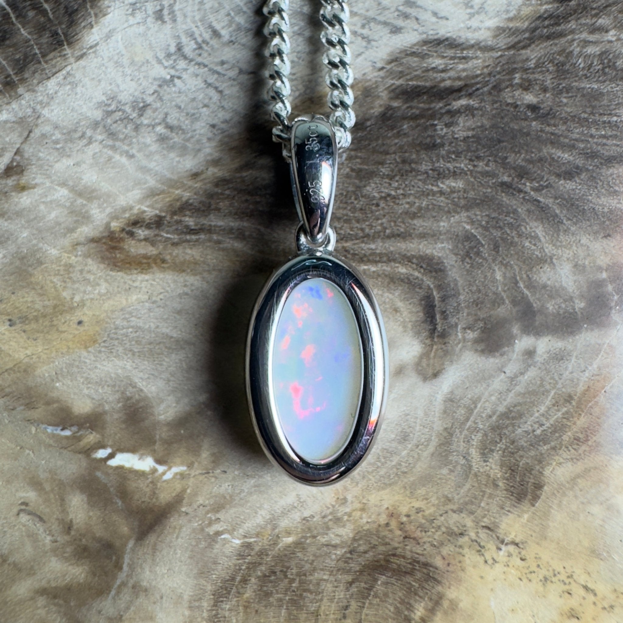 Red Centre Whisper ~ 1.35ct Coober Pedy Opal 925 Silver Pendant