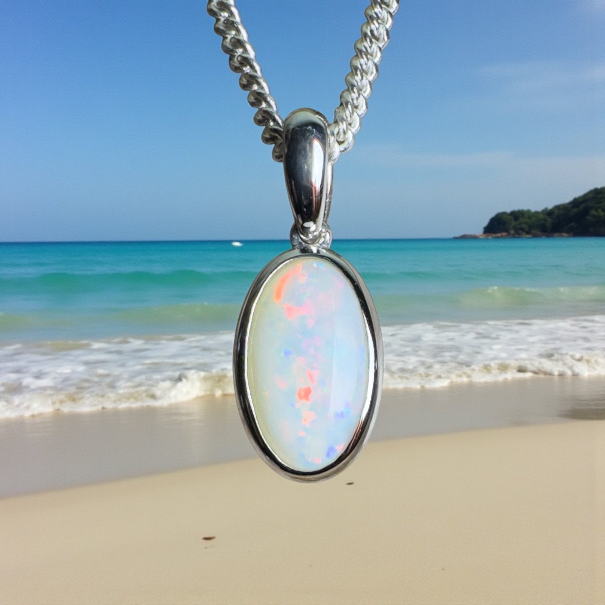 Red Centre Whisper ~ 1.35ct Coober Pedy Opal 925 Silver Pendant