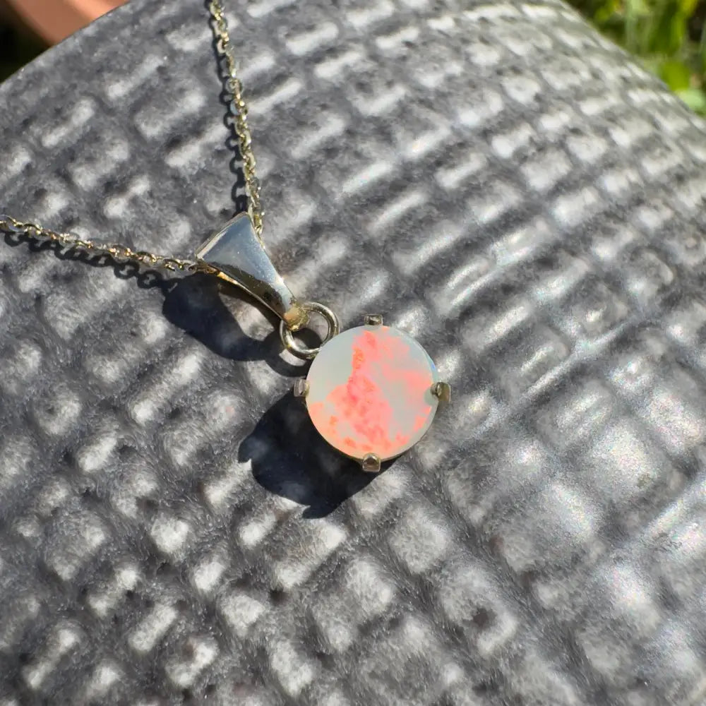Silver chain necklace with a Lightning Ridge Opal pendant from Red Sky at Night collection
