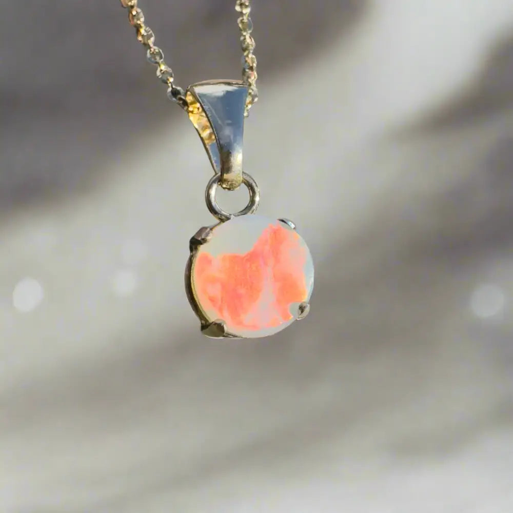 Red Sky at Night handcrafted 9ct solid gold lightning ridge opal pendant necklace