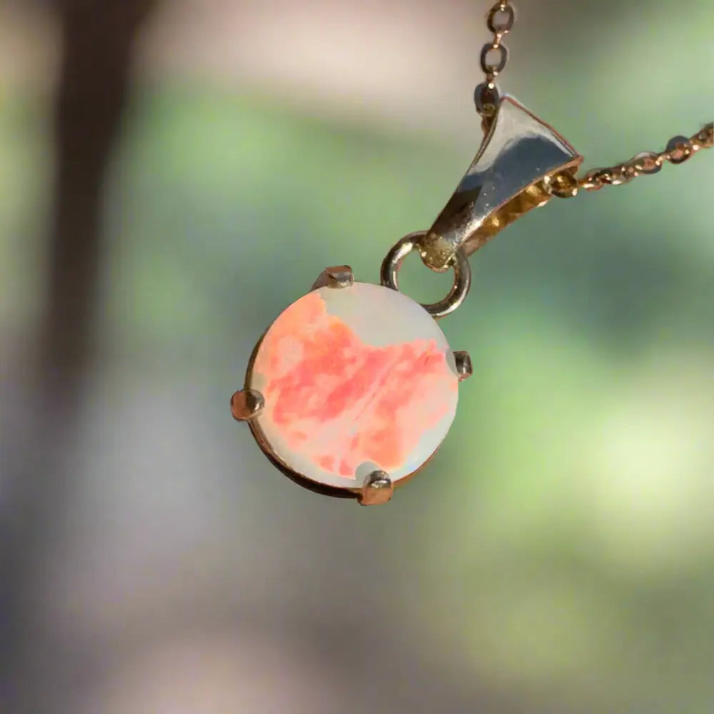 Red Sky at Night handcrafted 9ct gold lightning ridge opal pendant necklace
