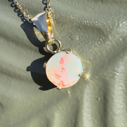 Handcrafted 9ct Solid Gold Opal Pendant Necklace featuring a Lightning Ridge 1ct Opal