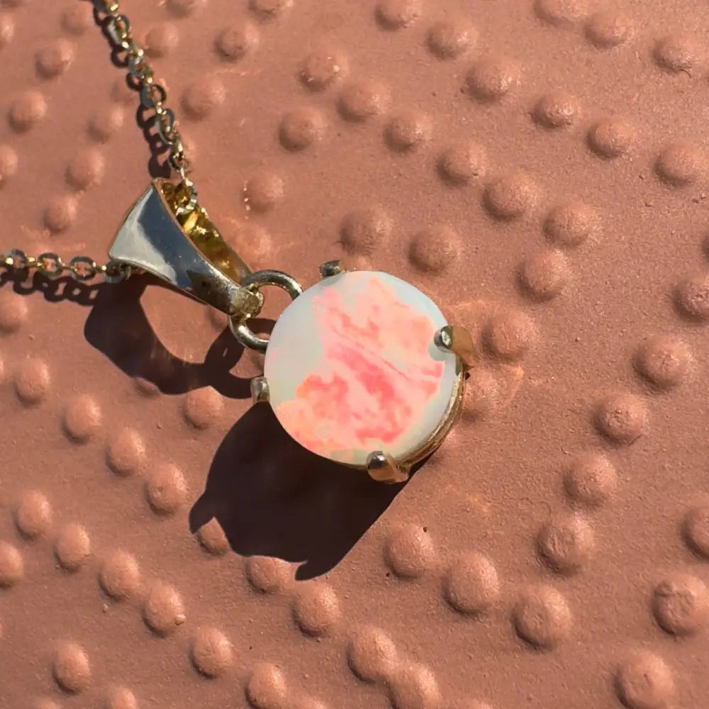 Red Sky at Night handcrafted 9ct gold lightning ridge opal pendant necklace