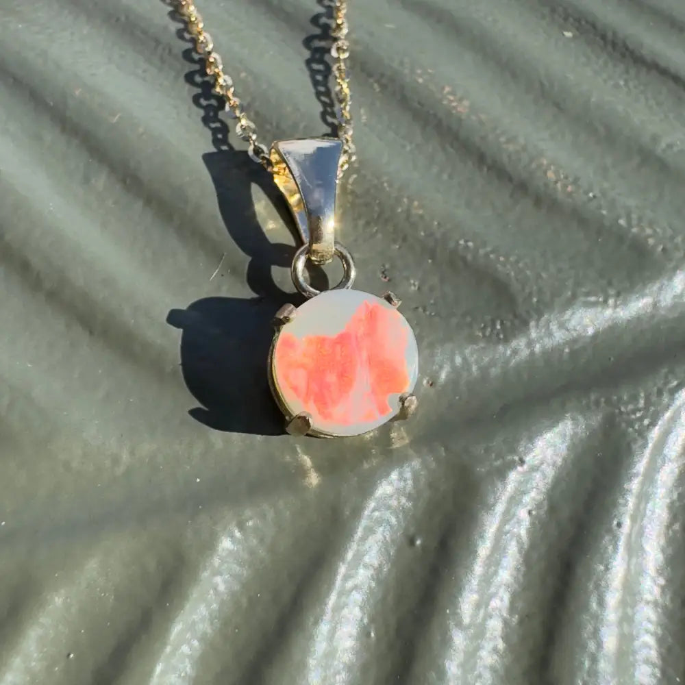 Red Sky at Night handcrafted 9ct solid gold opal pendant with Lightning Ridge opal