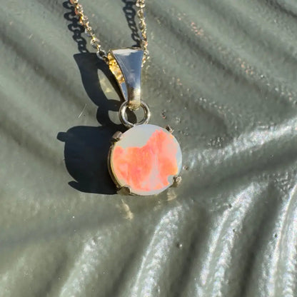 Silver necklace with a stunning Lightning Ridge opal pendant from Red Sky at Night collection