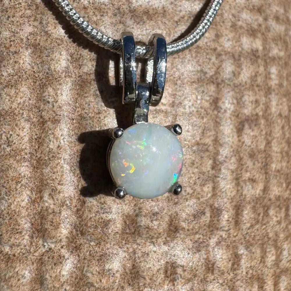 ‘Reflections' ~ Handcrafted 0.9ct Solid Coober Pedy Opal 925 Sterling Silver Pendant Necklace