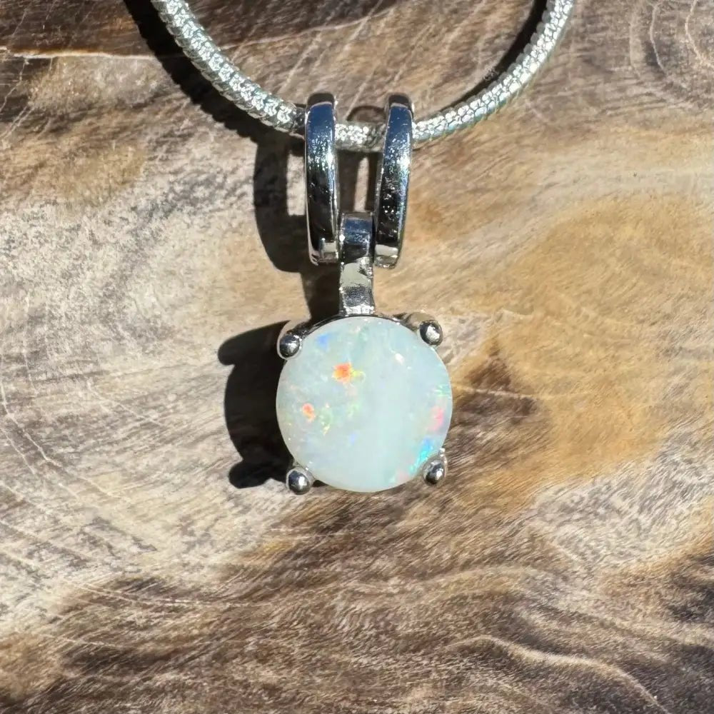 ‘Reflections' ~ Handcrafted 0.9ct Solid Coober Pedy Opal 925 Sterling Silver Pendant Necklace