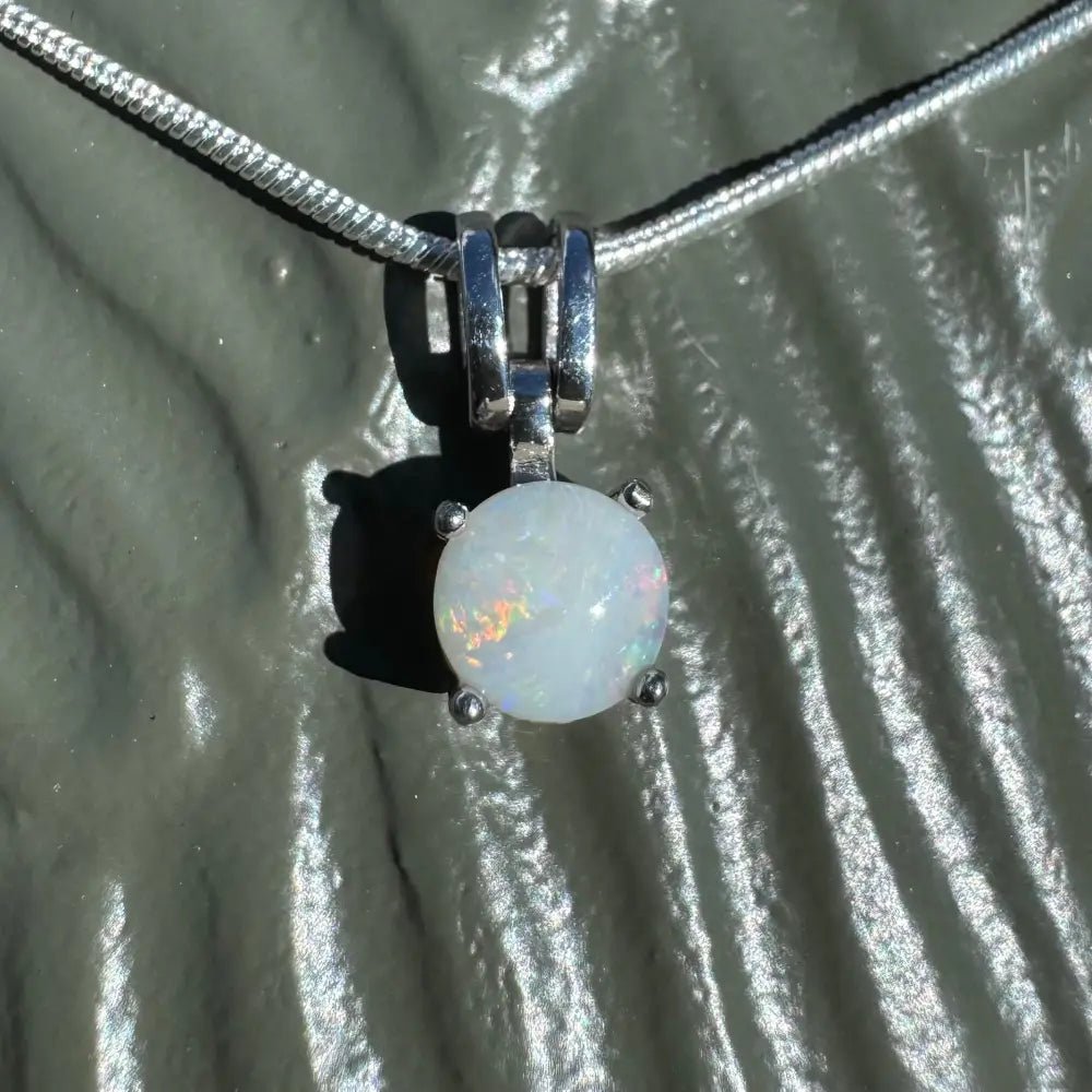 ‘Reflections' ~ Handcrafted 0.9ct Solid Coober Pedy Opal 925 Sterling Silver Pendant Necklace