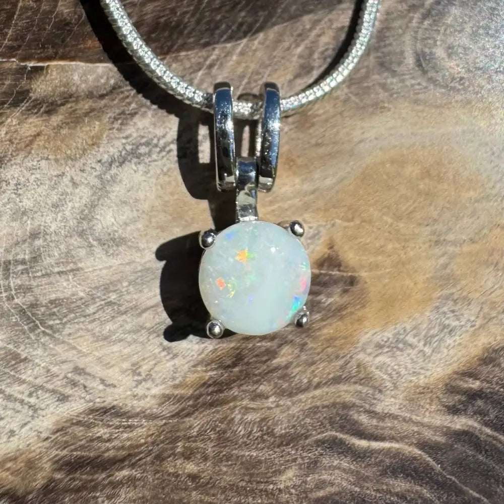‘Reflections' ~ Handcrafted 0.9ct Solid Coober Pedy Opal 925 Sterling Silver Pendant Necklace
