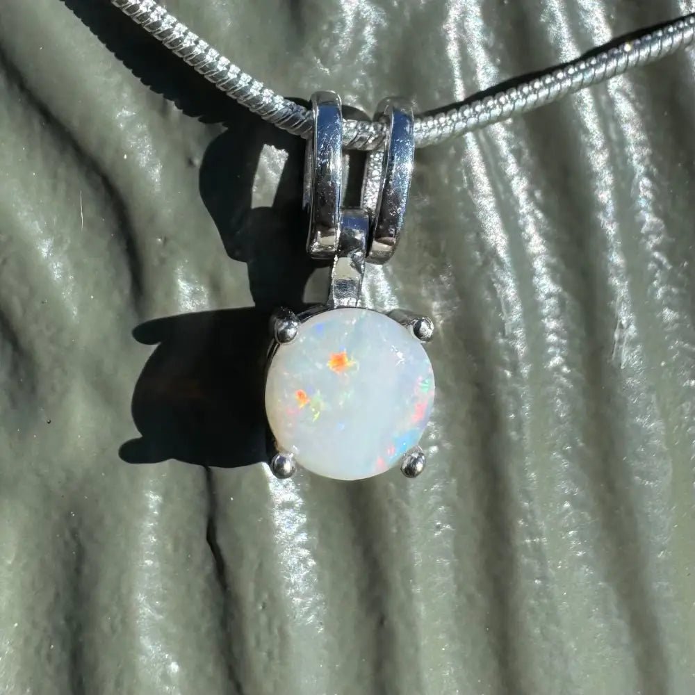 ‘Reflections' ~ Handcrafted 0.9ct Solid Coober Pedy Opal 925 Sterling Silver Pendant Necklace