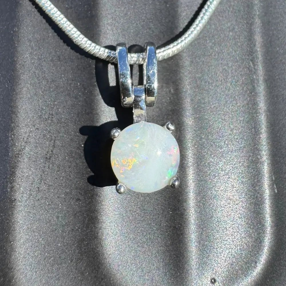 ‘Reflections' ~ Handcrafted 0.9ct Solid Coober Pedy Opal 925 Sterling Silver Pendant Necklace