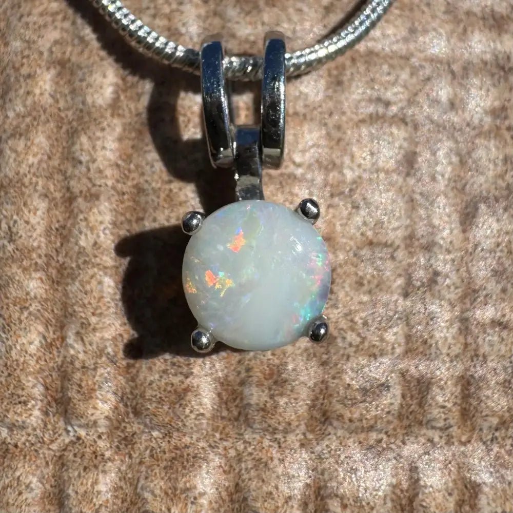 ‘Reflections' ~ Handcrafted 0.9ct Solid Coober Pedy Opal 925 Sterling Silver Pendant Necklace
