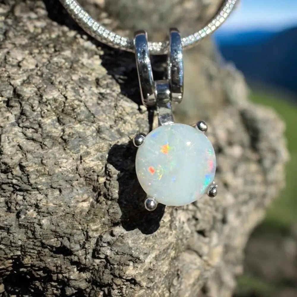 ‘Reflections' ~ Handcrafted 0.9ct Solid Coober Pedy Opal 925 Sterling Silver Pendant Necklace