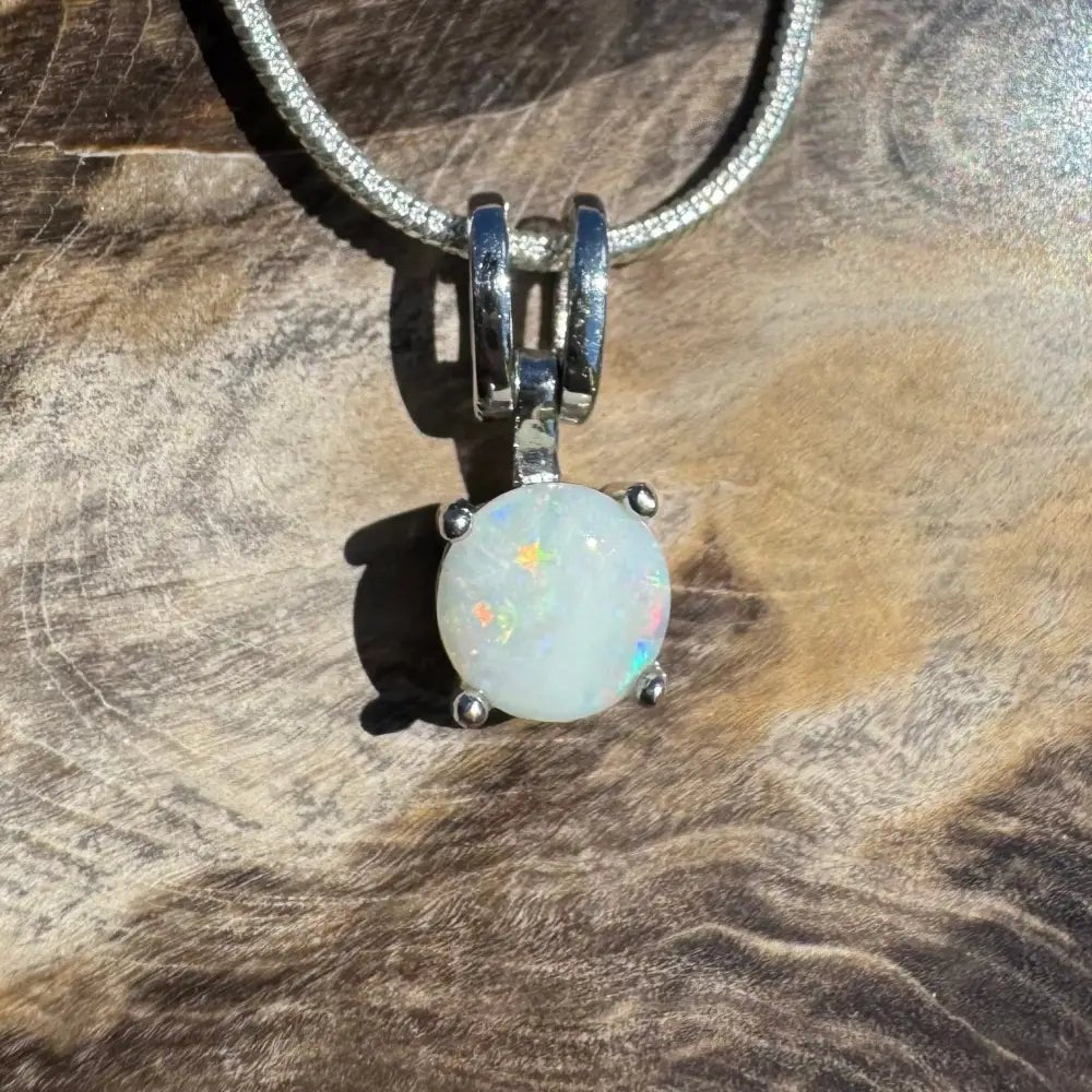 ‘Reflections' ~ Handcrafted 0.9ct Solid Coober Pedy Opal 925 Sterling Silver Pendant Necklace
