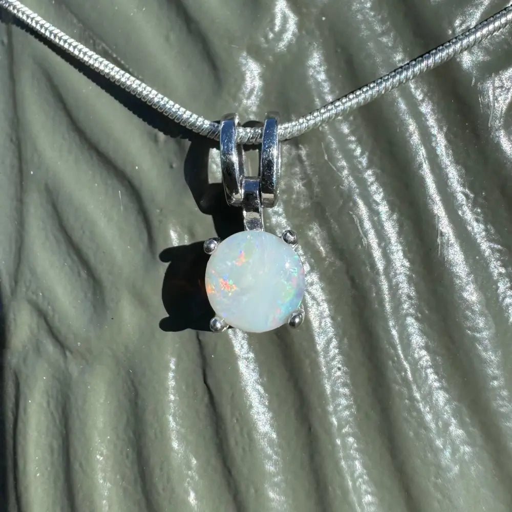 ‘Reflections' ~ Handcrafted 0.9ct Solid Coober Pedy Opal 925 Sterling Silver Pendant Necklace