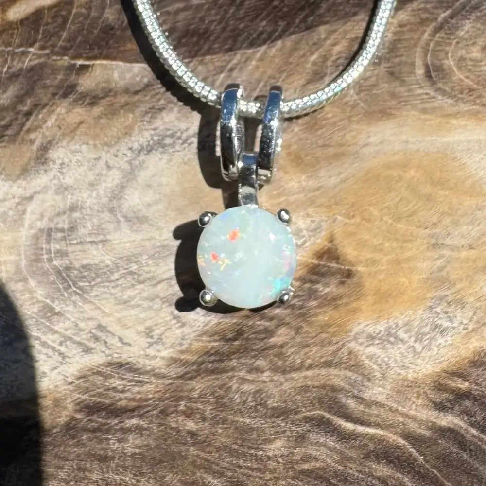 ‘Reflections' ~ Handcrafted 0.9ct Solid Coober Pedy Opal 925 Sterling Silver Pendant Necklace