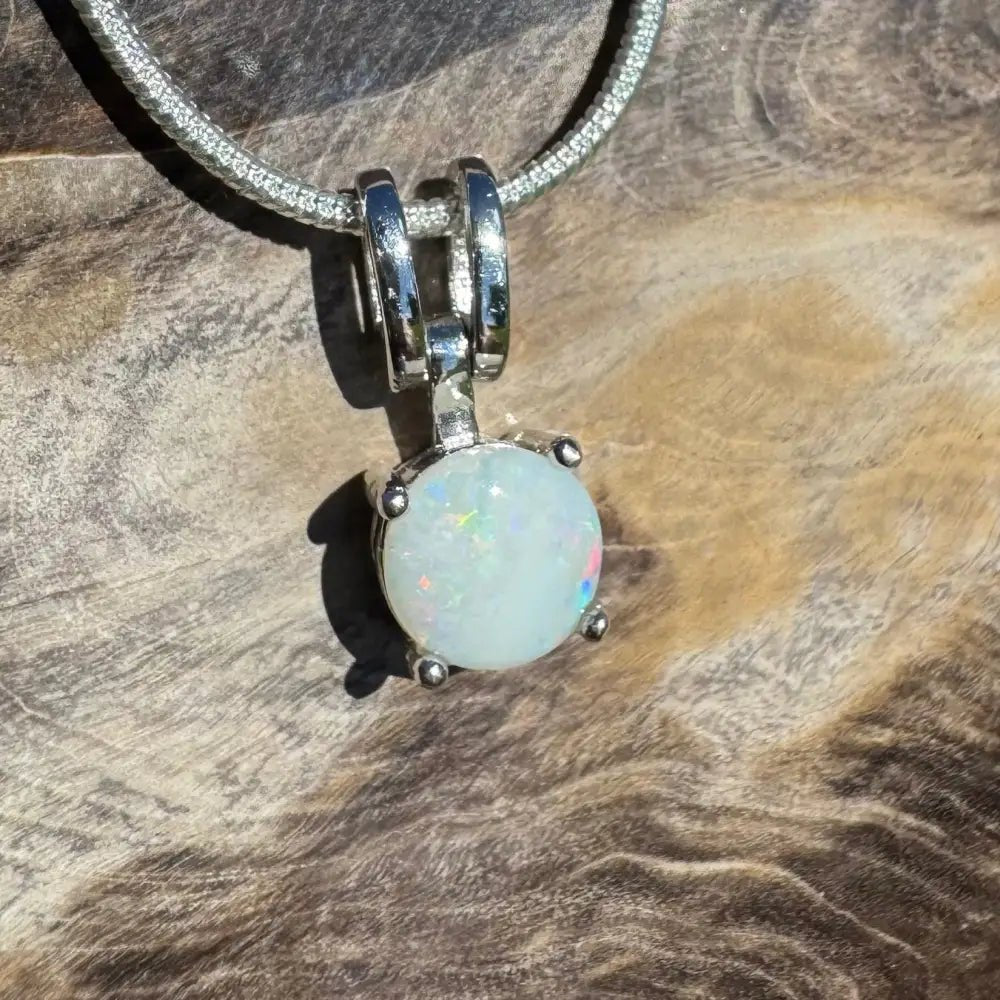 ‘Reflections' ~ Handcrafted 0.9ct Solid Coober Pedy Opal 925 Sterling Silver Pendant Necklace