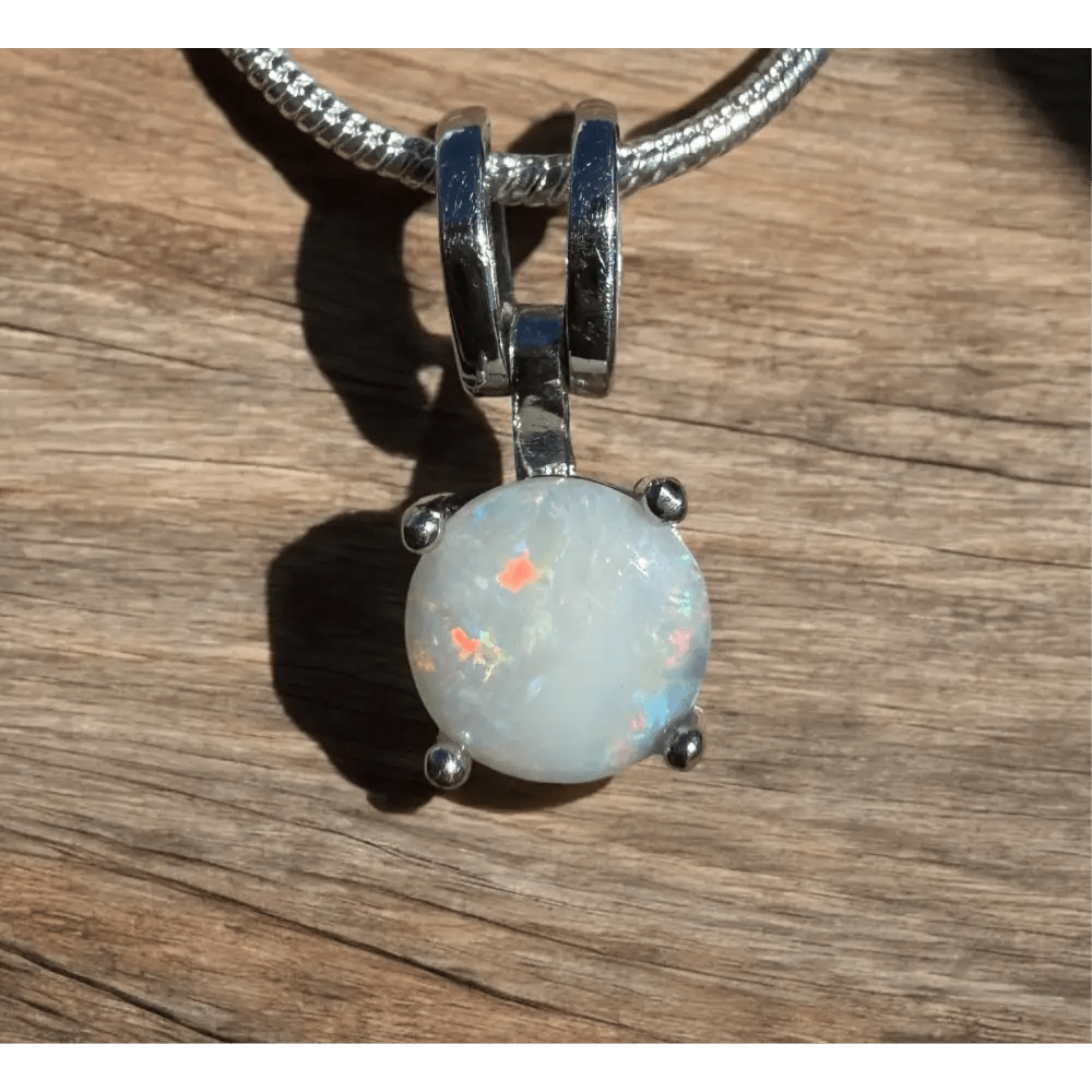 ‘Reflections' ~ Handcrafted 0.9ct Solid Coober Pedy Opal 925 Sterling Silver Pendant Necklace