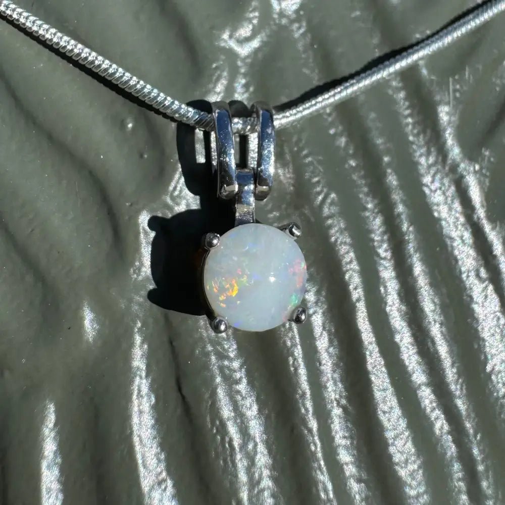 ‘Reflections' ~ Handcrafted 0.9ct Solid Coober Pedy Opal 925 Sterling Silver Pendant Necklace