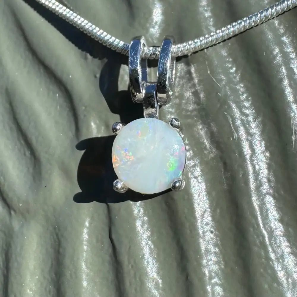 ‘Reflections' ~ Handcrafted 0.9ct Solid Coober Pedy Opal 925 Sterling Silver Pendant Necklace