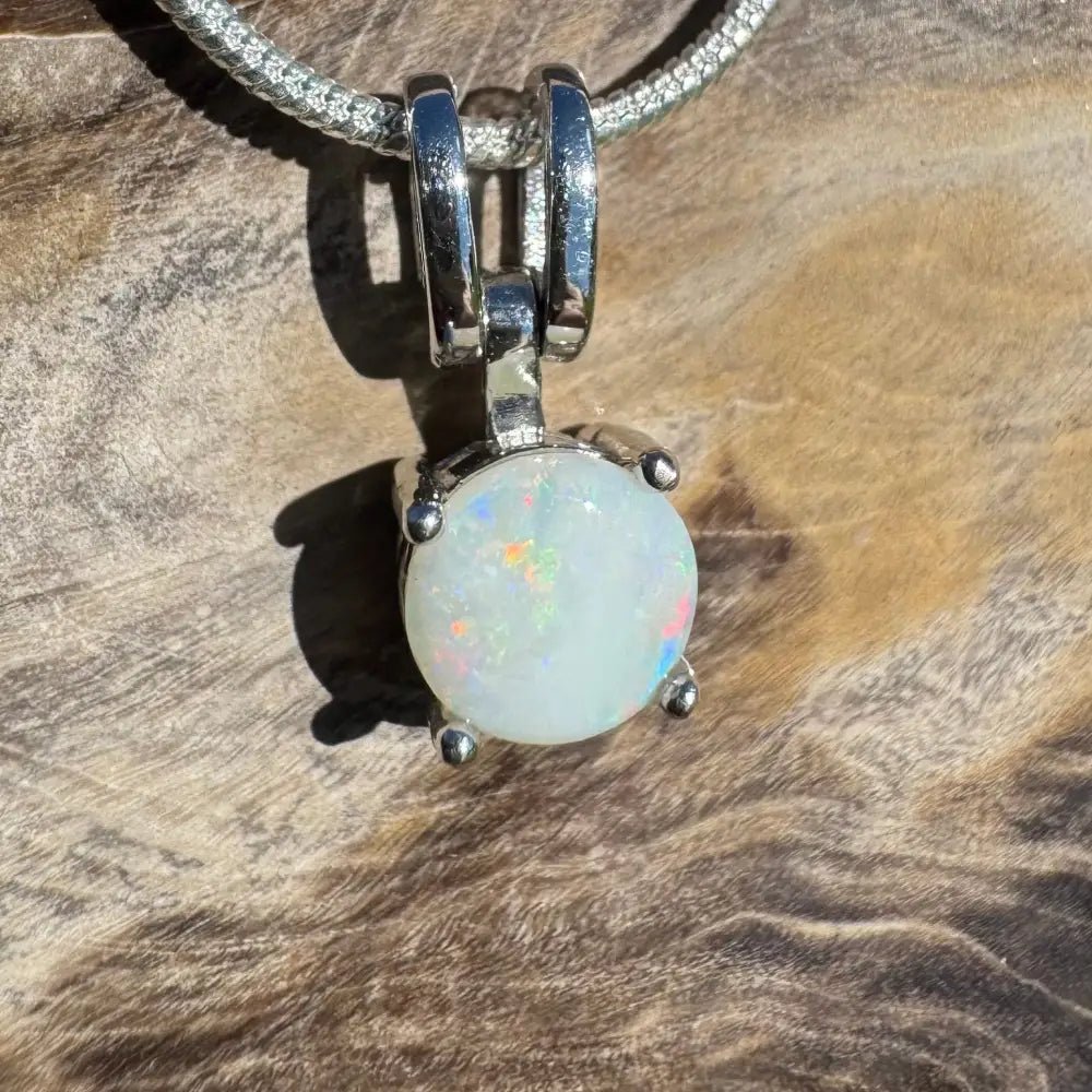 ‘Reflections' ~ Handcrafted 0.9ct Solid Coober Pedy Opal 925 Sterling Silver Pendant Necklace