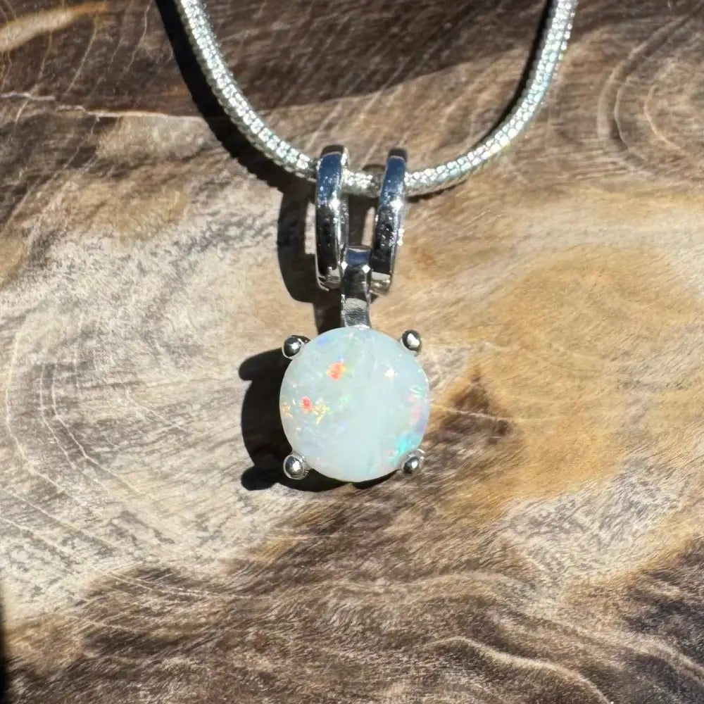 ‘Reflections' ~ Handcrafted 0.9ct Solid Coober Pedy Opal 925 Sterling Silver Pendant Necklace