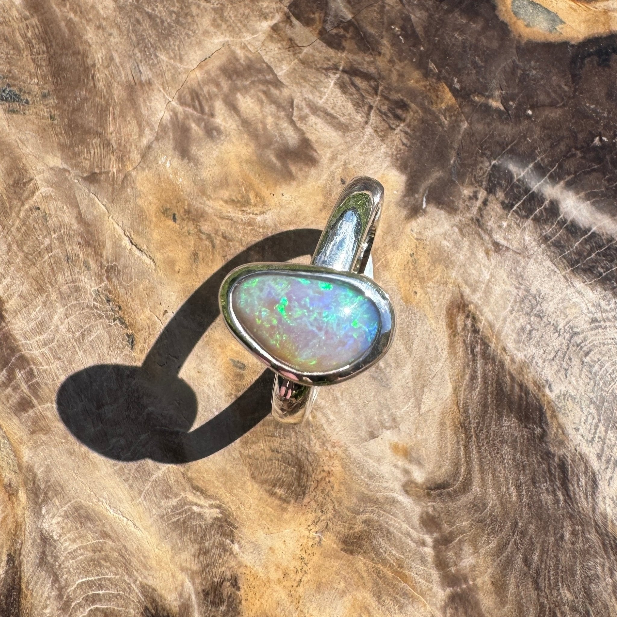 Ridge Horizon - 2ct Solid Lightning Ridge Crystal Opal Sterling Silver Ring