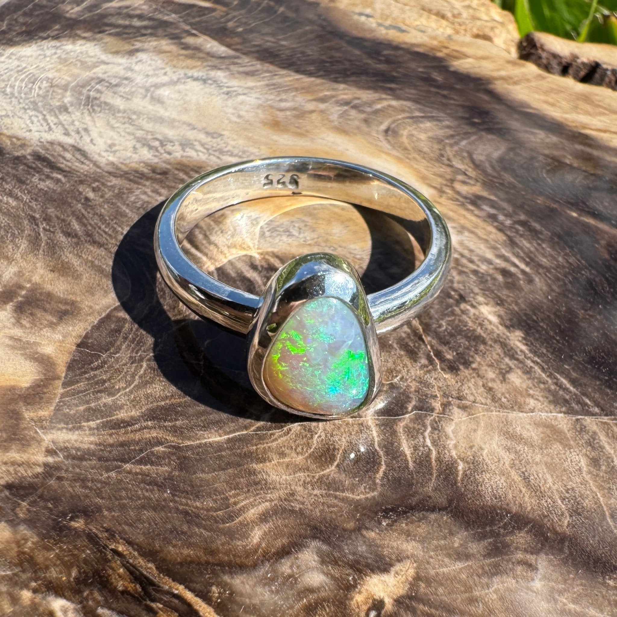 Ridge Horizon - 2ct Solid Lightning Ridge Crystal Opal Sterling Silver Ring