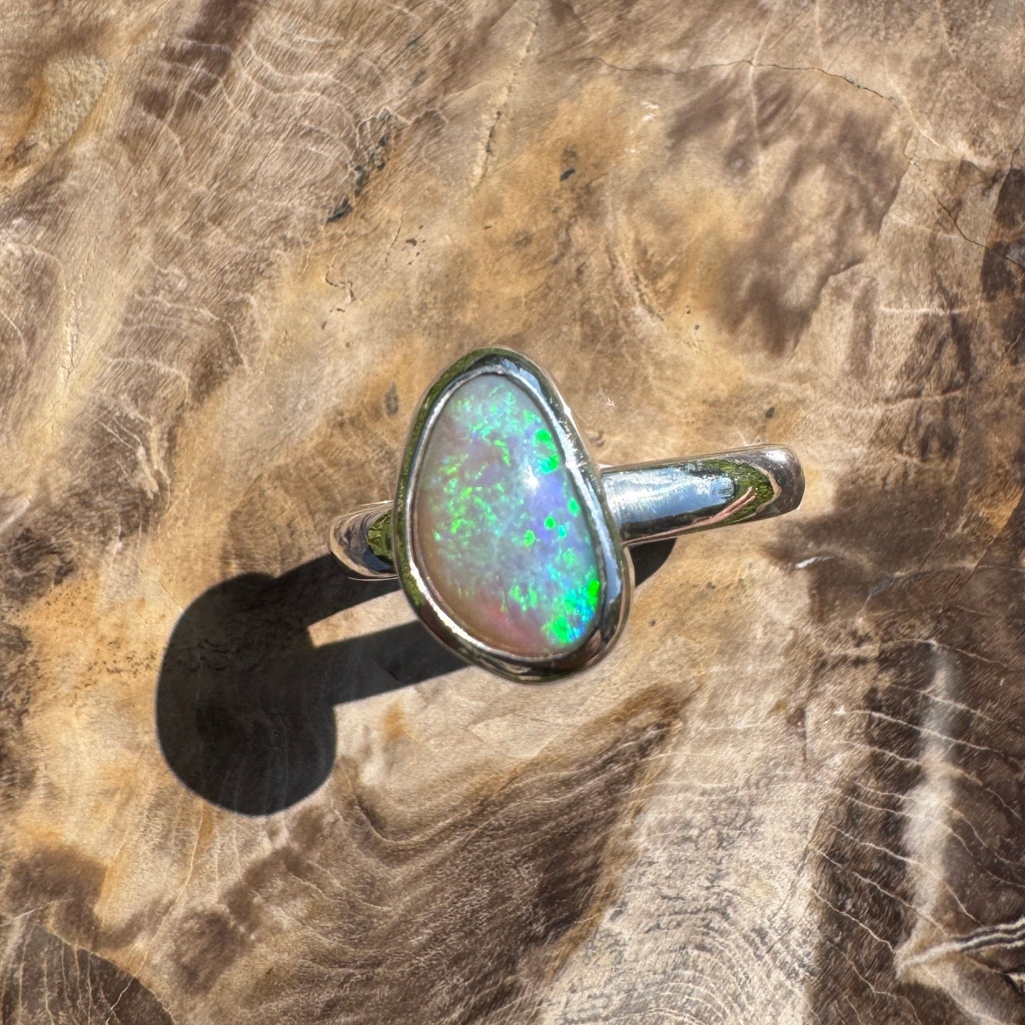 Ridge Horizon - 2ct Solid Lightning Ridge Crystal Opal Sterling Silver Ring