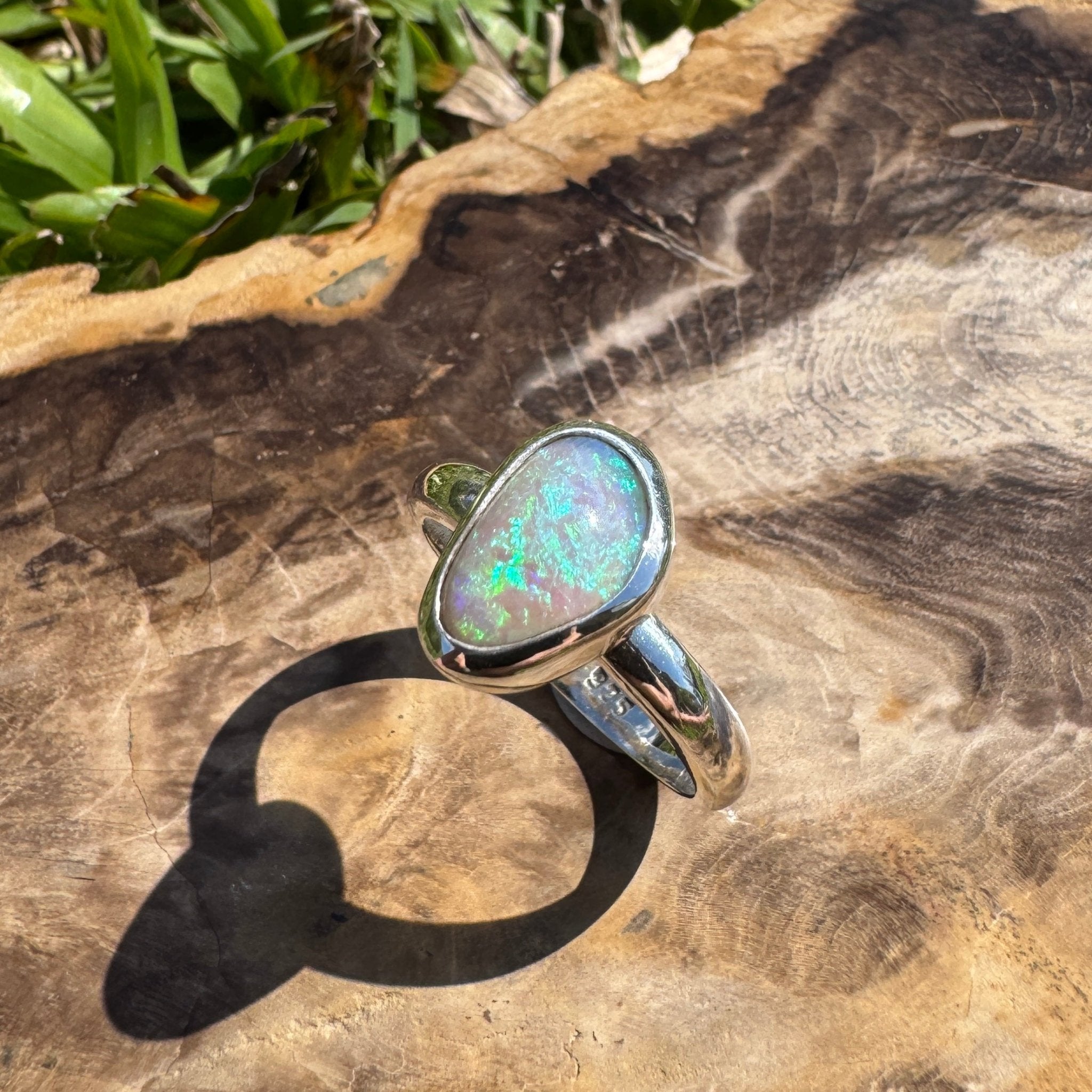 Ridge Horizon - 2ct Solid Lightning Ridge Crystal Opal Sterling Silver Ring