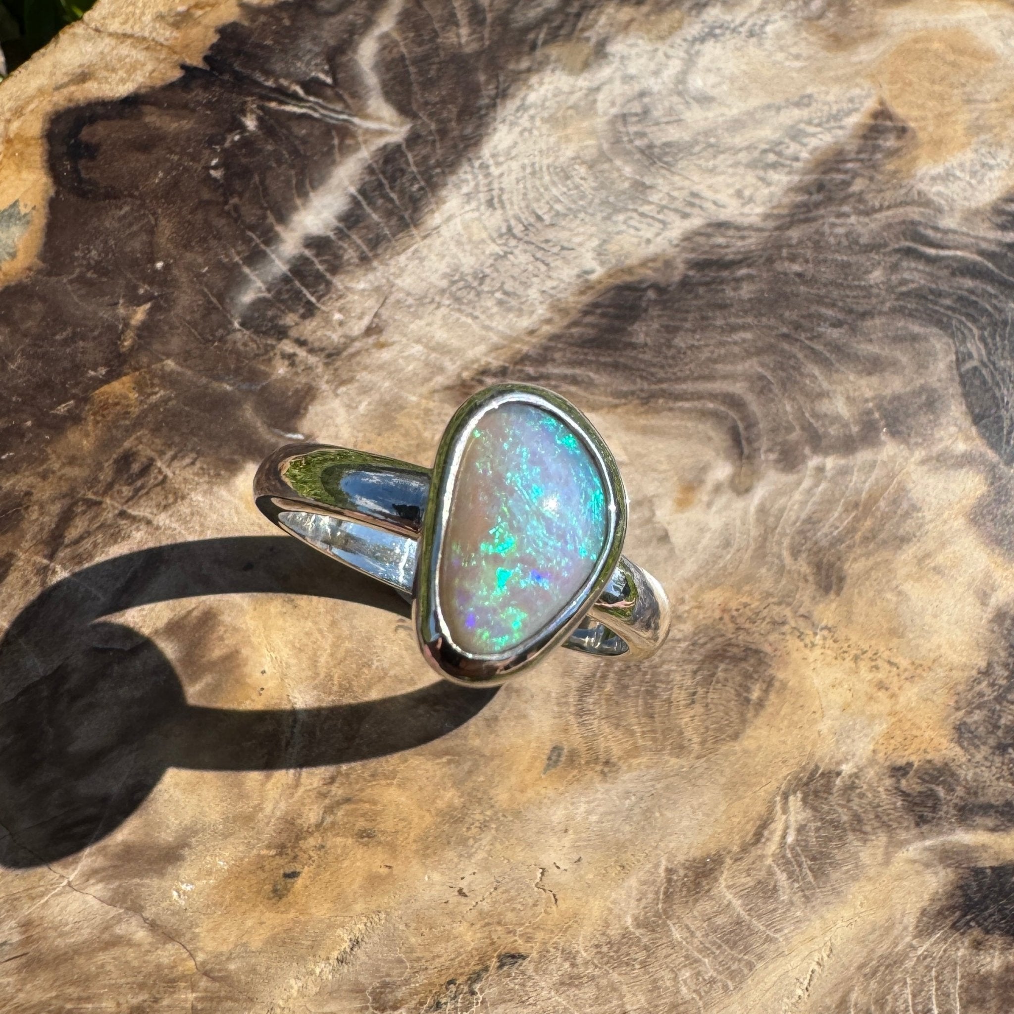 Ridge Horizon - 2ct Solid Lightning Ridge Crystal Opal Sterling Silver Ring