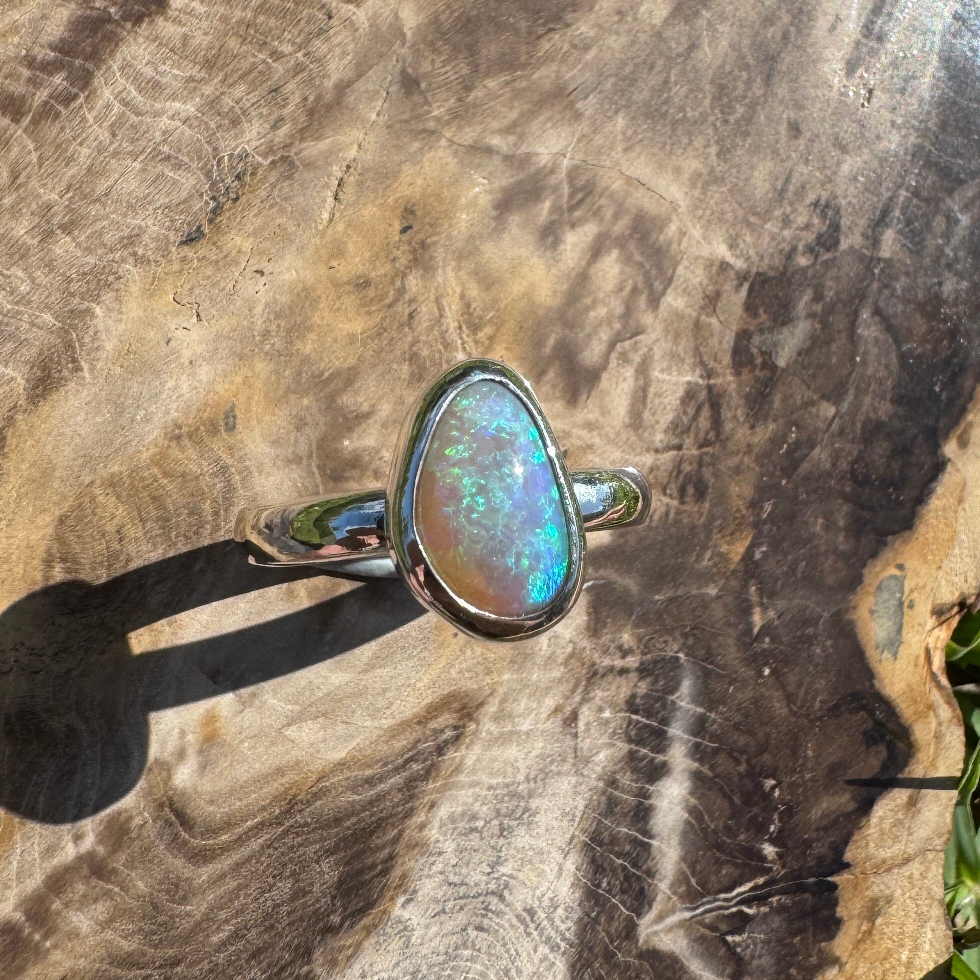 Ridge Horizon - 2ct Solid Lightning Ridge Crystal Opal Sterling Silver Ring