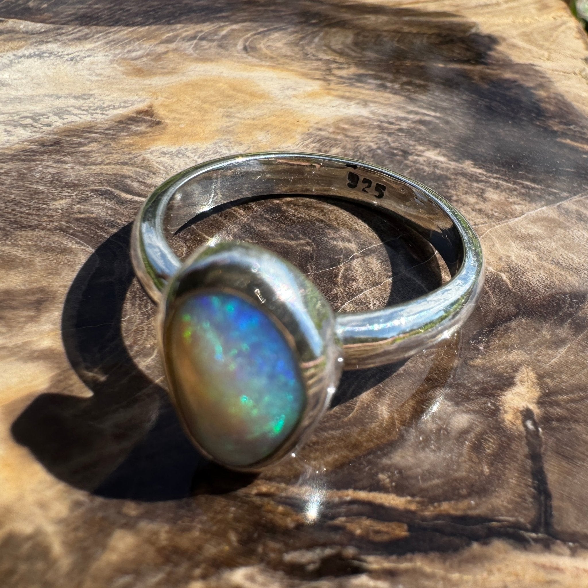 Ridge Horizon - 2ct Solid Lightning Ridge Crystal Opal Sterling Silver Ring