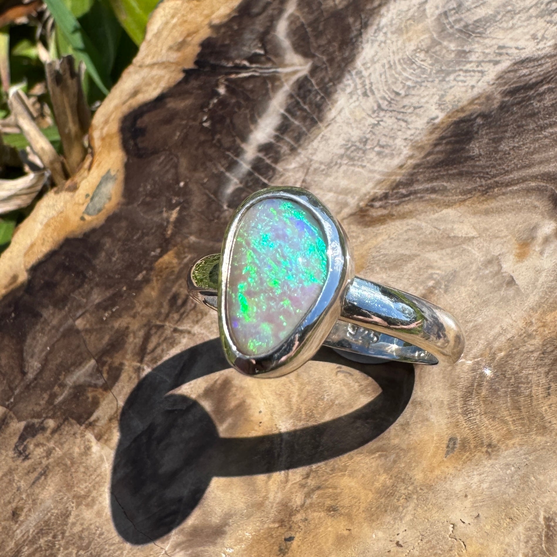 Ridge Horizon - 2ct Solid Lightning Ridge Crystal Opal Sterling Silver Ring