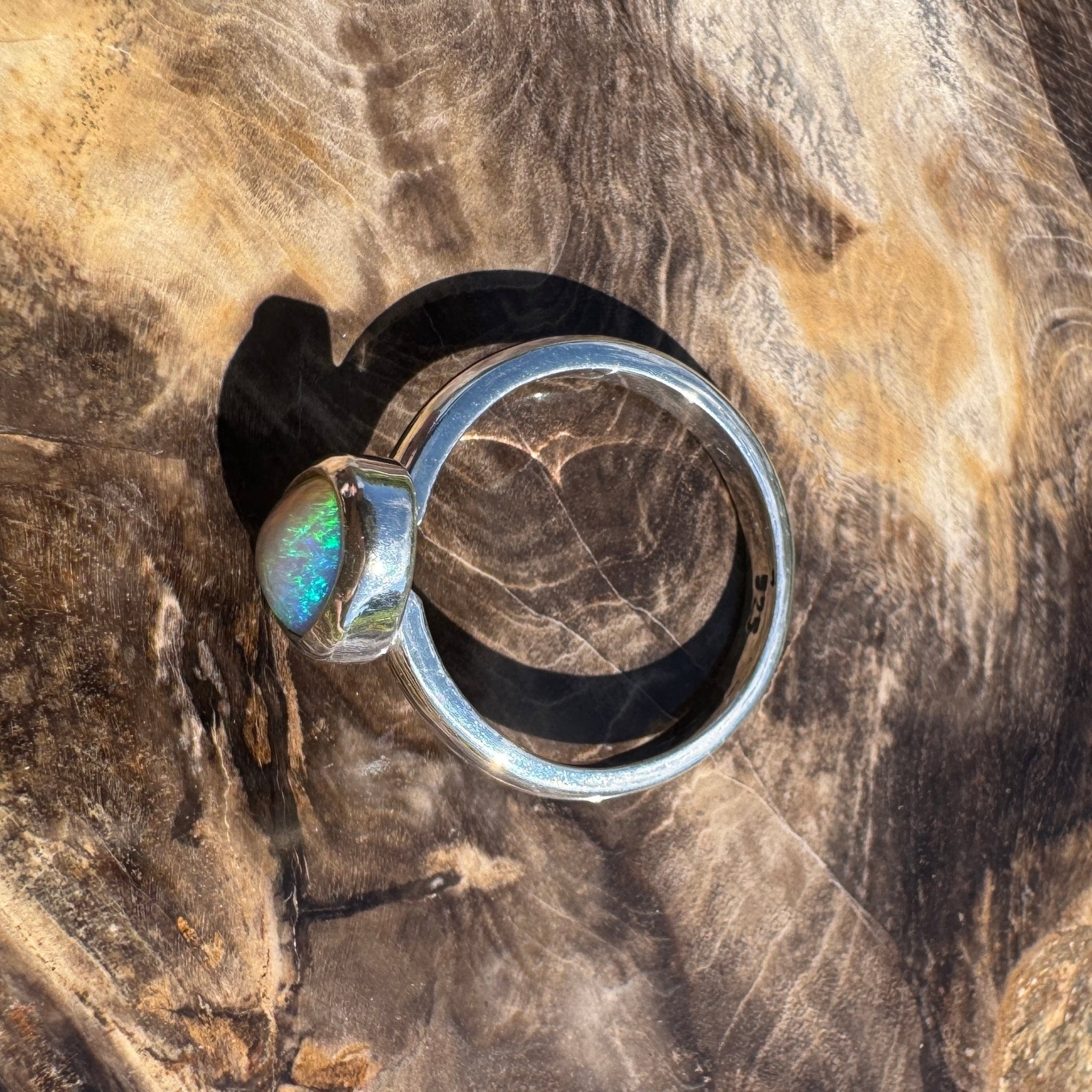 Ridge Horizon - 2ct Solid Lightning Ridge Crystal Opal Sterling Silver Ring