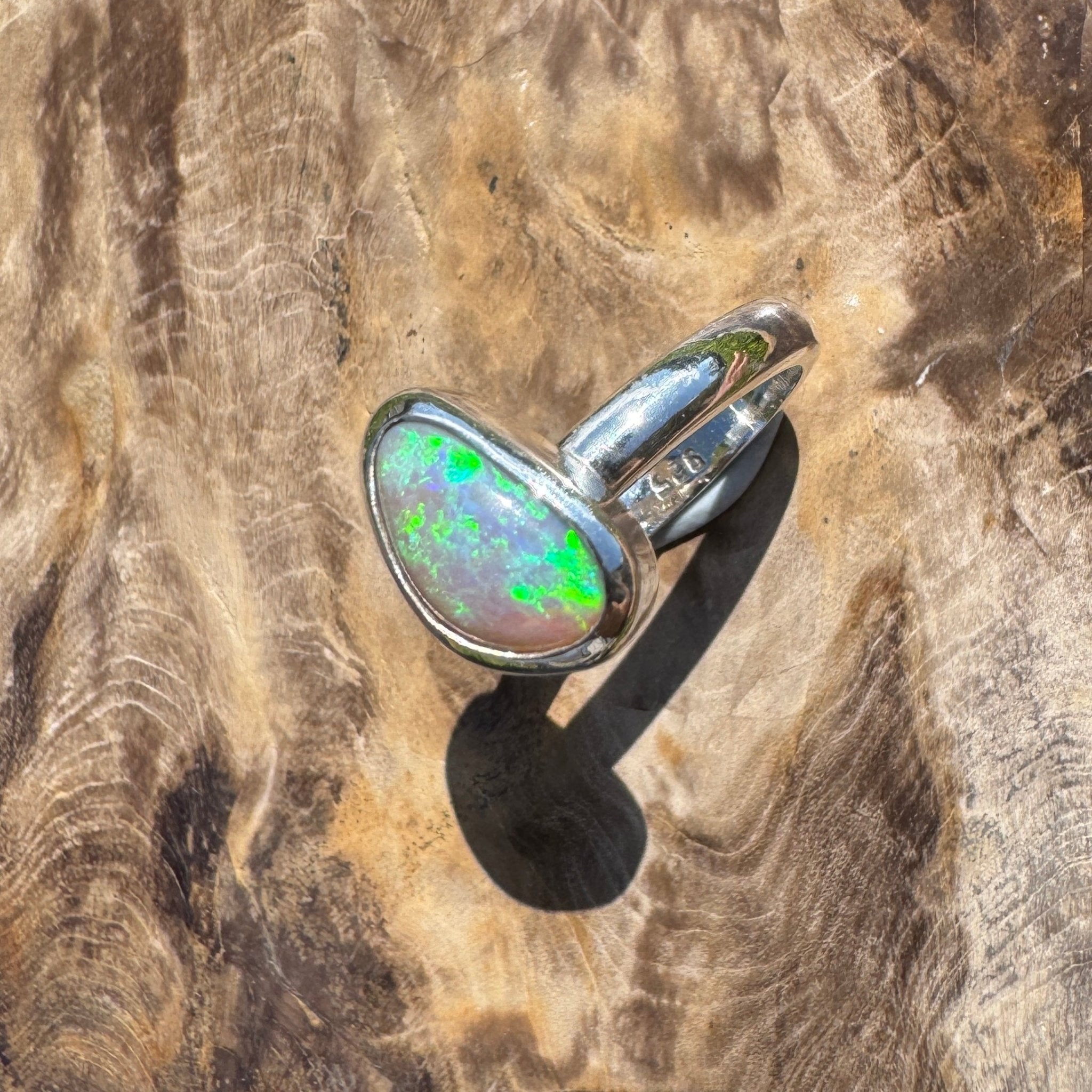 Ridge Horizon - 2ct Solid Lightning Ridge Crystal Opal Sterling Silver Ring