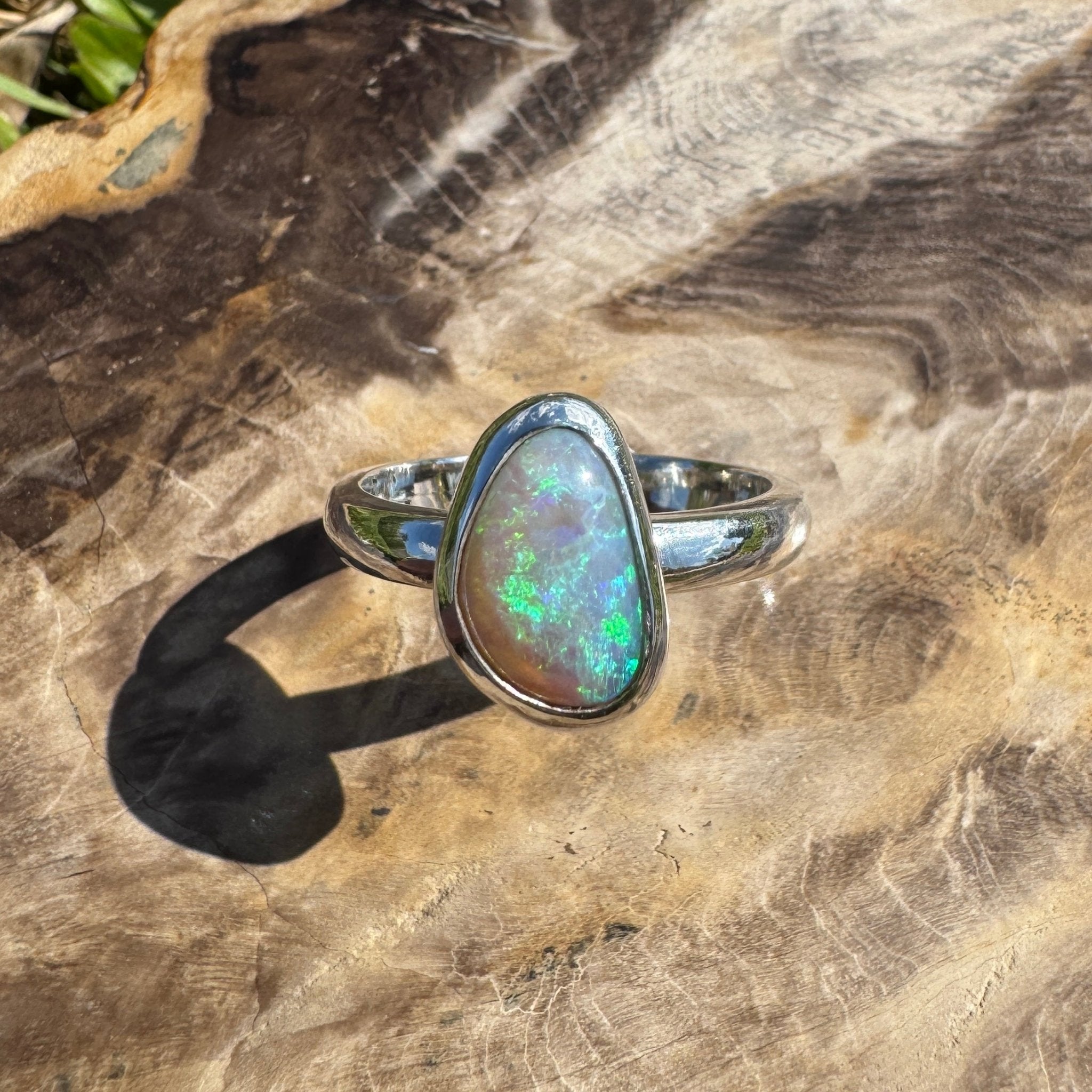Ridge Horizon - 2ct Solid Lightning Ridge Crystal Opal Sterling Silver Ring