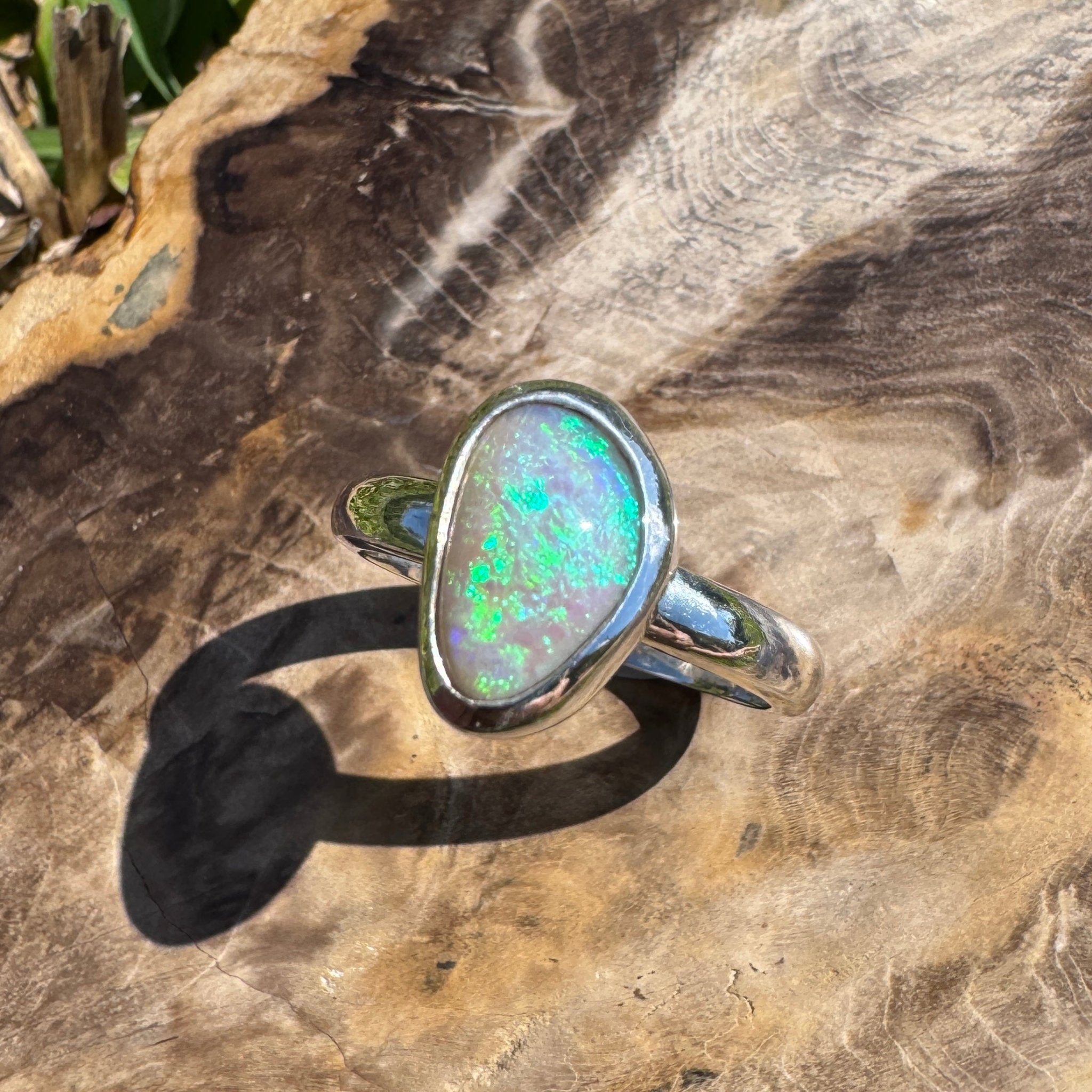 Ridge Horizon - 2ct Solid Lightning Ridge Crystal Opal Sterling Silver Ring
