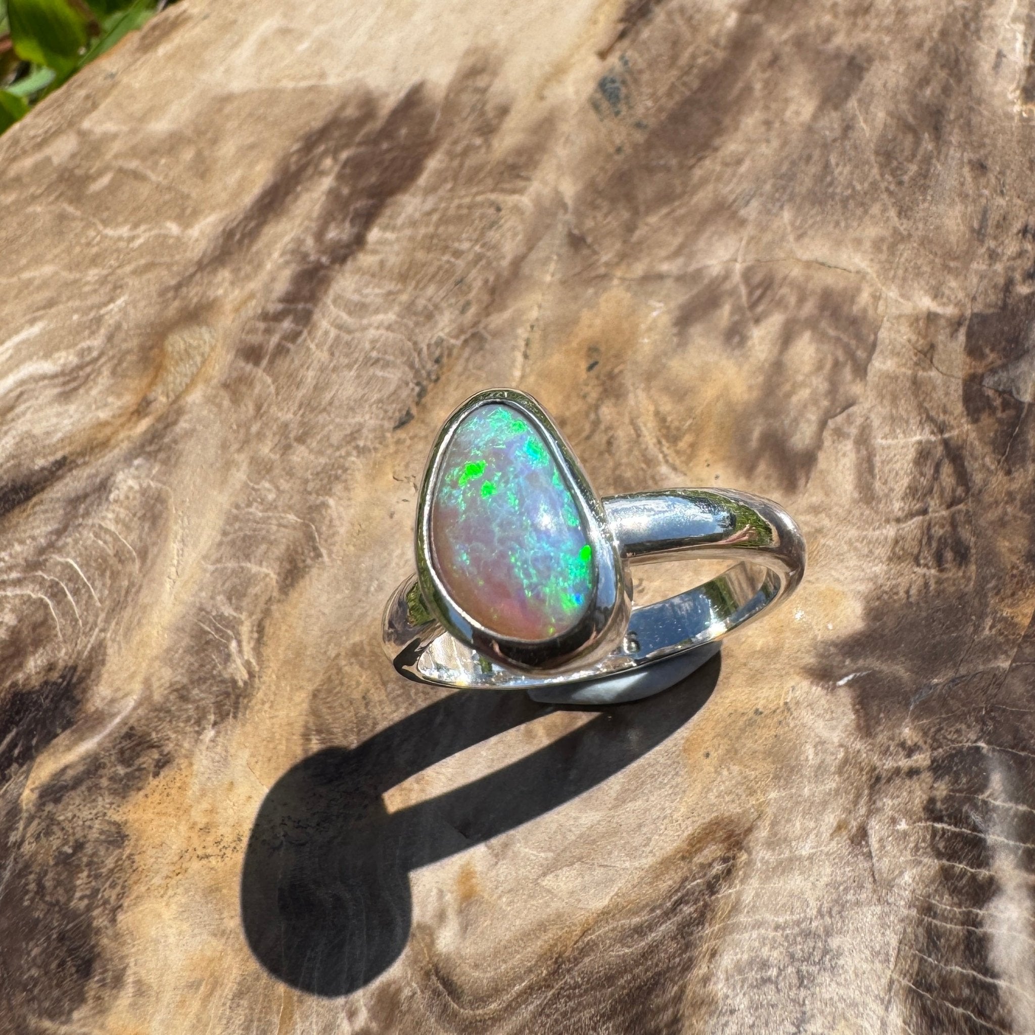 Ridge Horizon - 2ct Solid Lightning Ridge Crystal Opal Sterling Silver Ring
