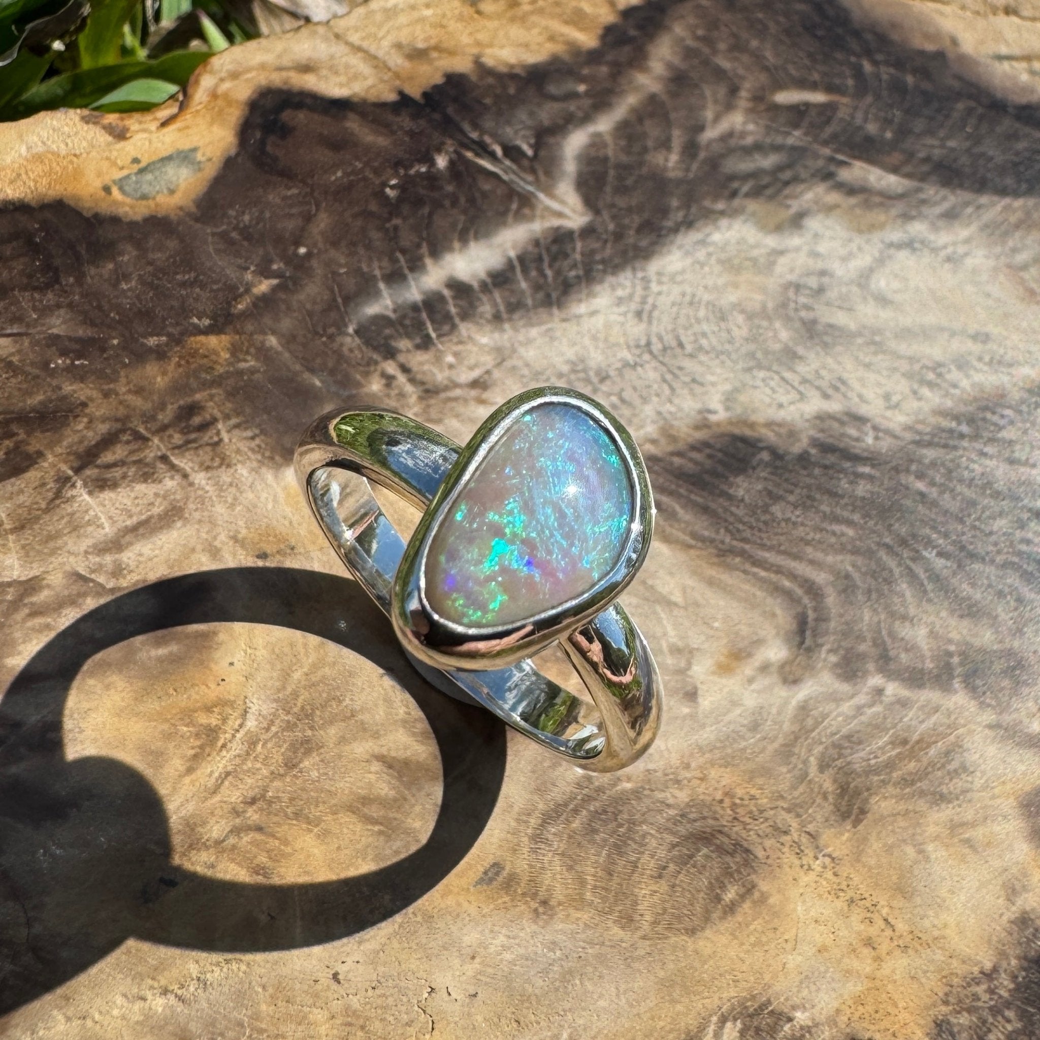 Ridge Horizon - 2ct Solid Lightning Ridge Crystal Opal Sterling Silver Ring