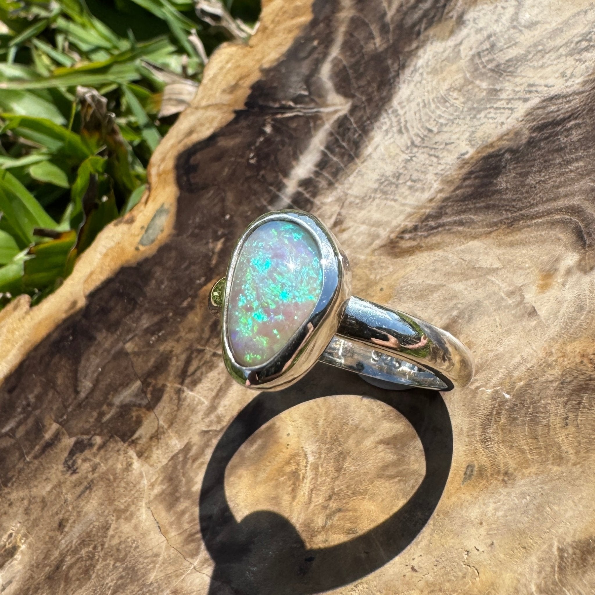 Ridge Horizon - 2ct Solid Lightning Ridge Crystal Opal Sterling Silver Ring