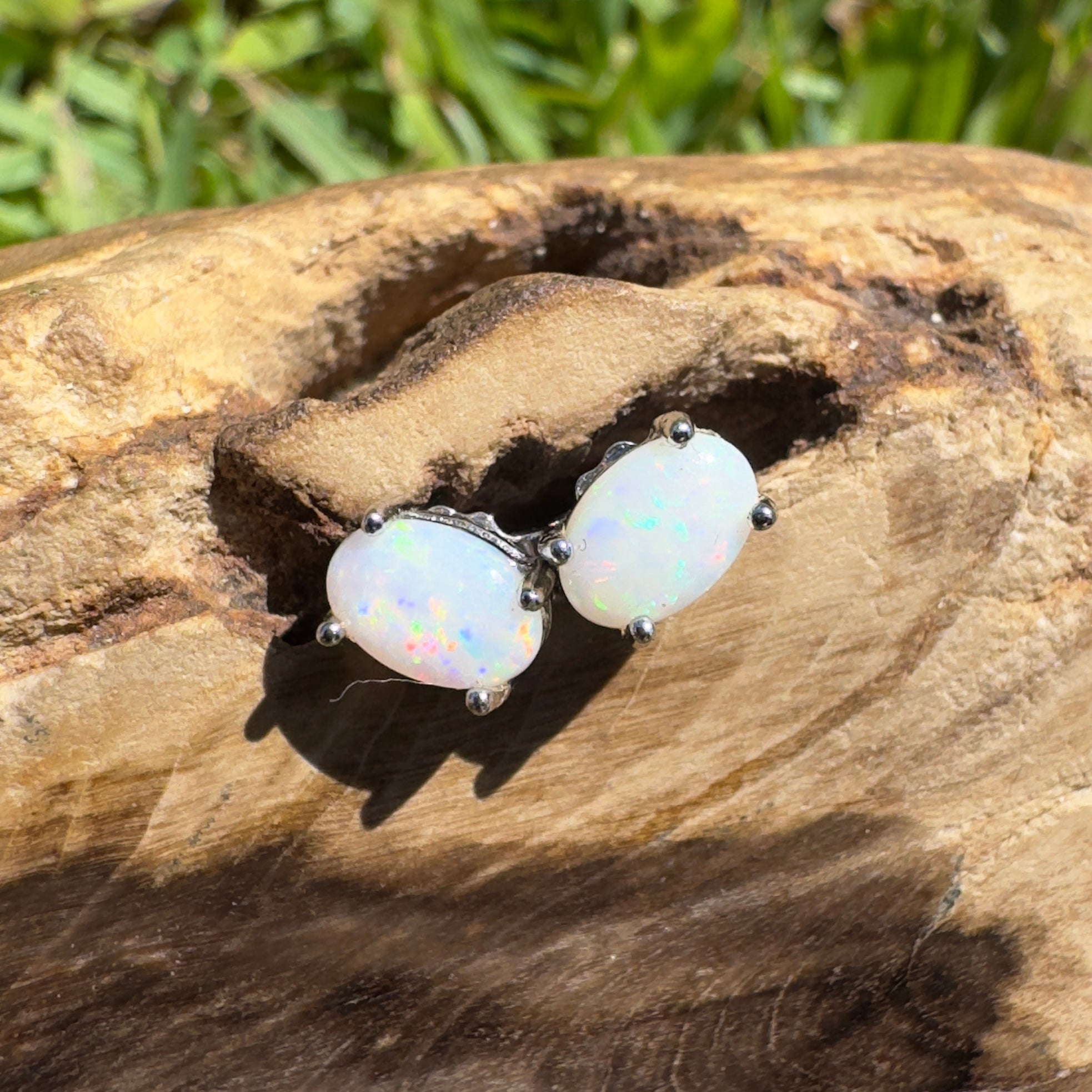 Rottnest Flicker - 0.6ct Coober Pedy Opal 925 Silver Earrings
