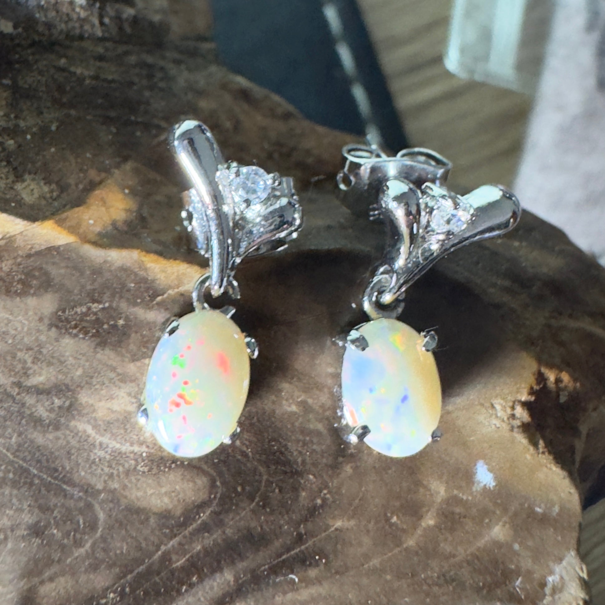 Saltpan Spark - 1.6ct Coober Pedy Opal 925 Silver Earrings