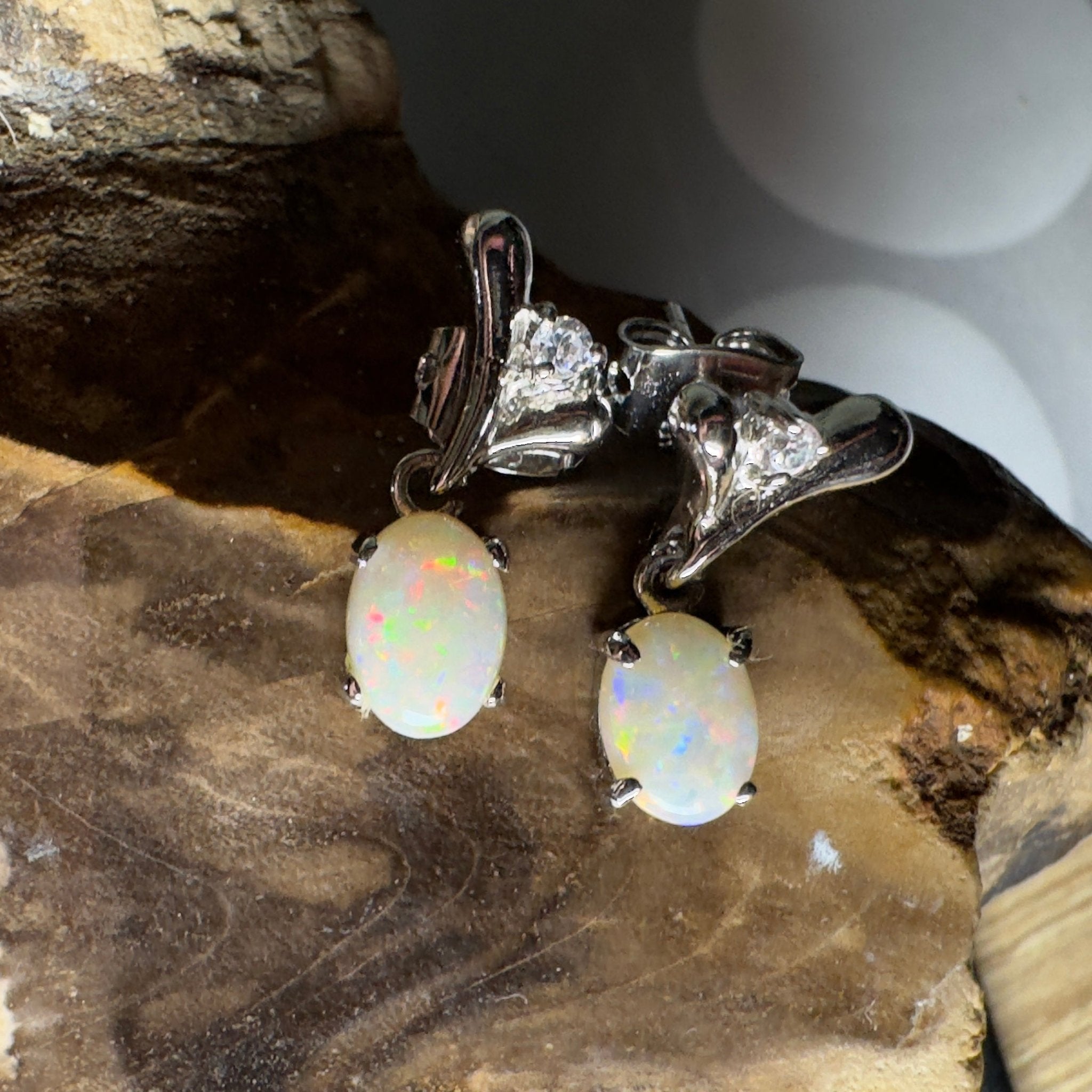 Saltpan Spark - 1.6ct Coober Pedy Opal 925 Silver Earrings