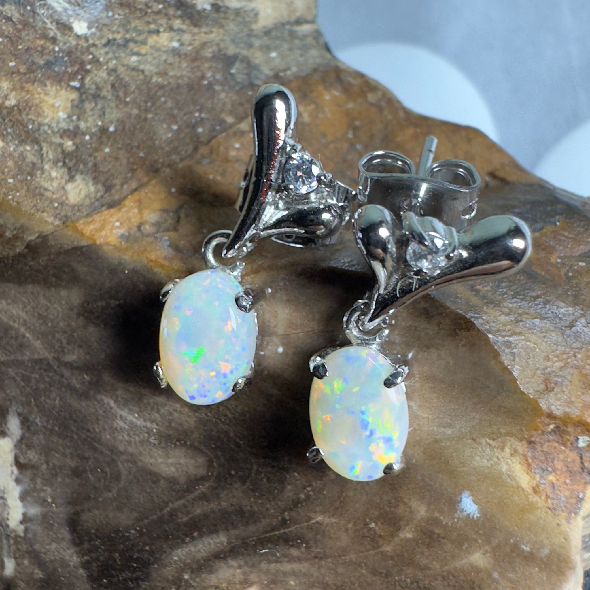 Saltpan Spark - 1.6ct Coober Pedy Opal 925 Silver Earrings