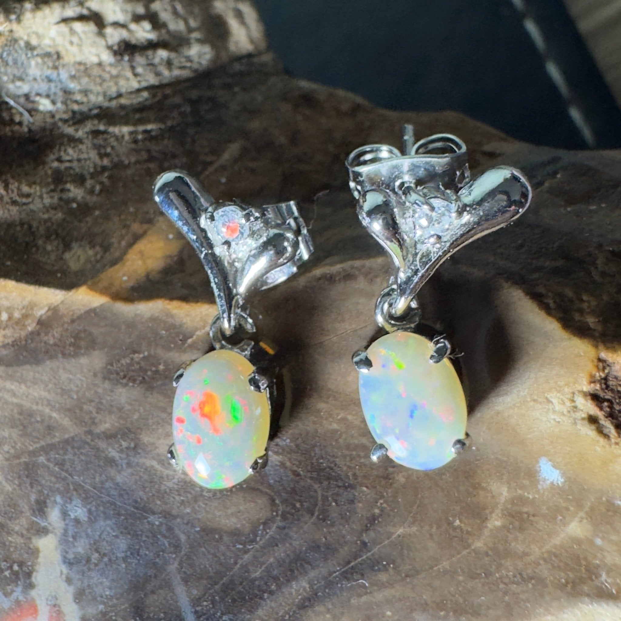 Saltpan Spark - 1.6ct Coober Pedy Opal 925 Silver Earrings