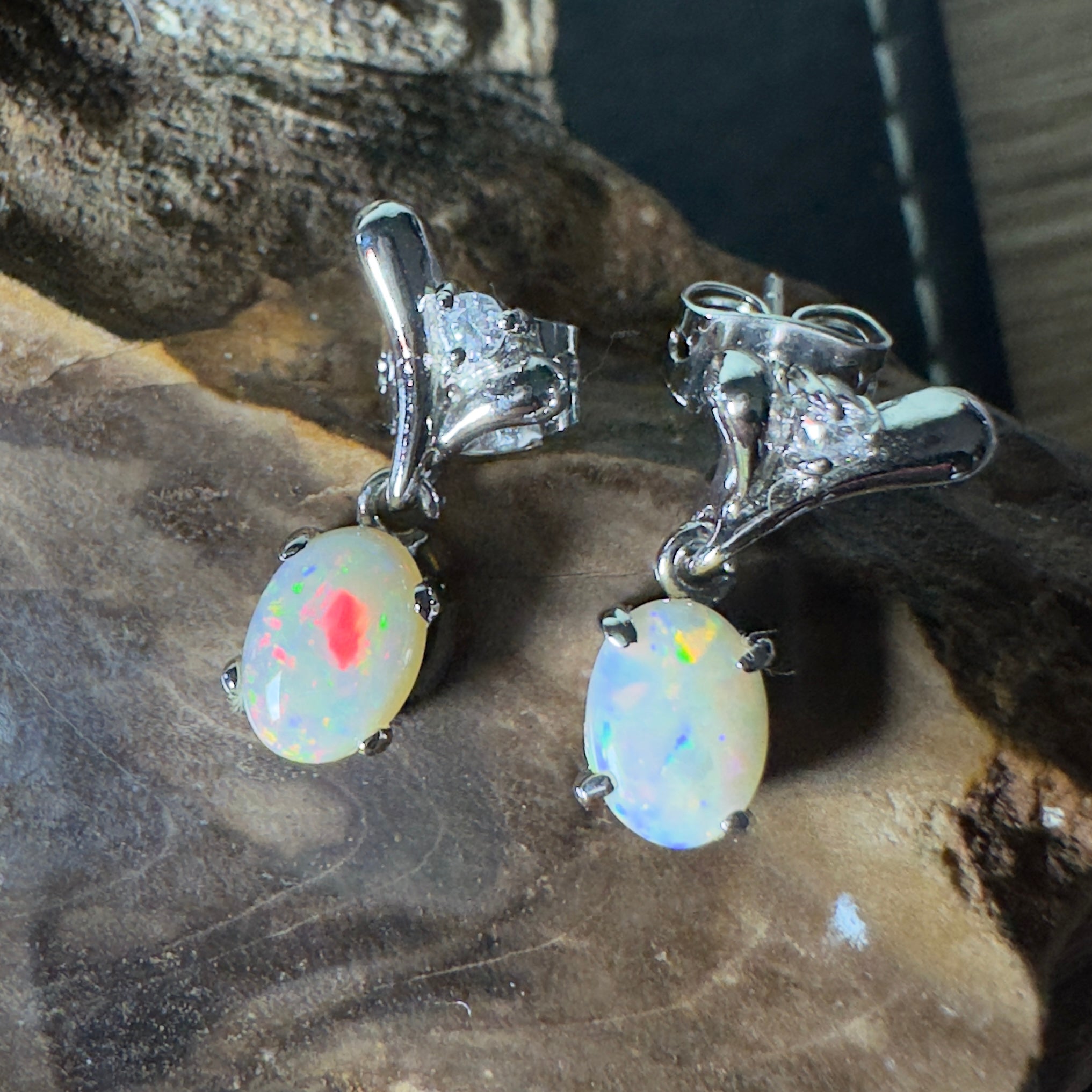 Saltpan Spark - 1.6ct Coober Pedy Opal 925 Silver Earrings