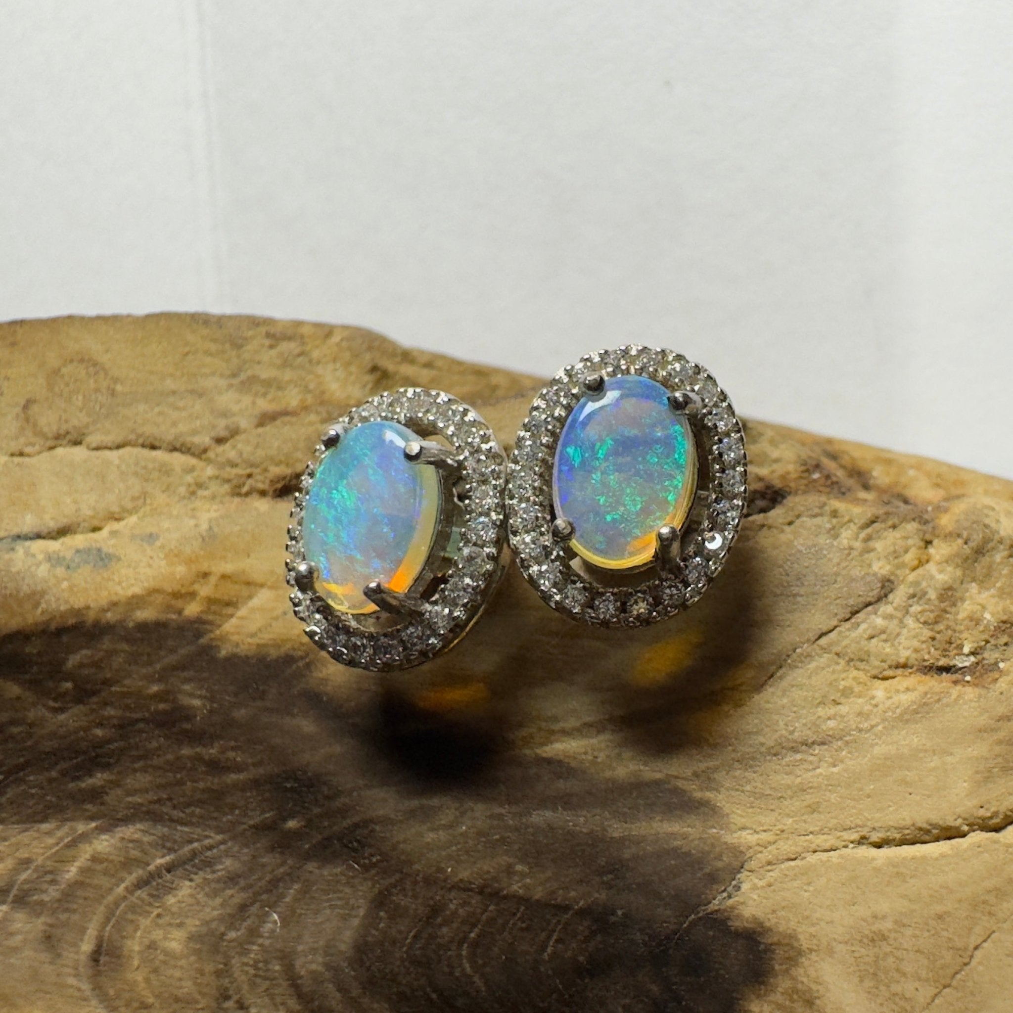 Sapphire Coast Spark ~ 1.4ct Coober Pedy Crystal Opal Sterling Silver Earrings